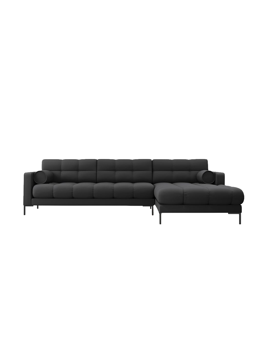 
5-Sitzer Design Ecksofa „Bali“ - Strukturstoff Dunkelgrau / Schwarz / Eckteil rechts