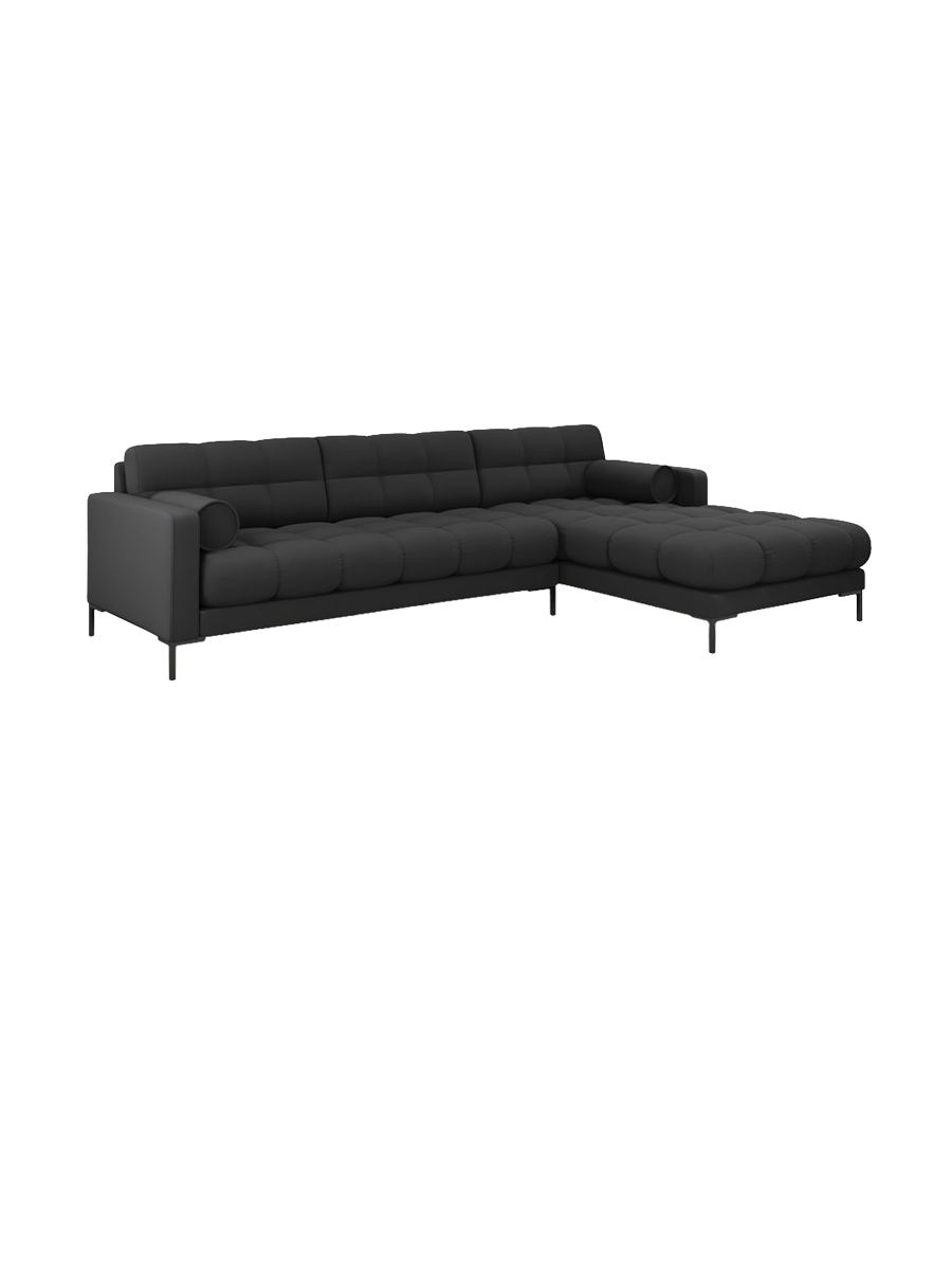 
5-Sitzer Design Ecksofa „Bali“ - Strukturstoff Dunkelgrau / Schwarz / Eckteil rechts