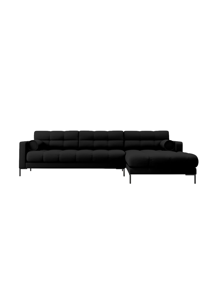 
5-Sitzer Design Ecksofa „Bali“ - Strukturstoff Schwarz / Schwarz / Eckteil rechts