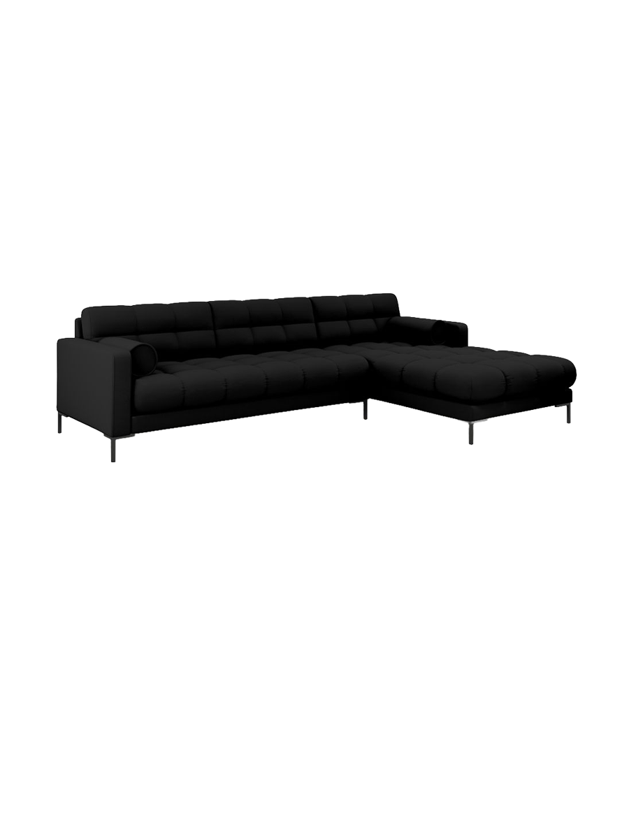 
5-Sitzer Design Ecksofa „Bali“ - Strukturstoff Schwarz / Schwarz / Eckteil rechts
