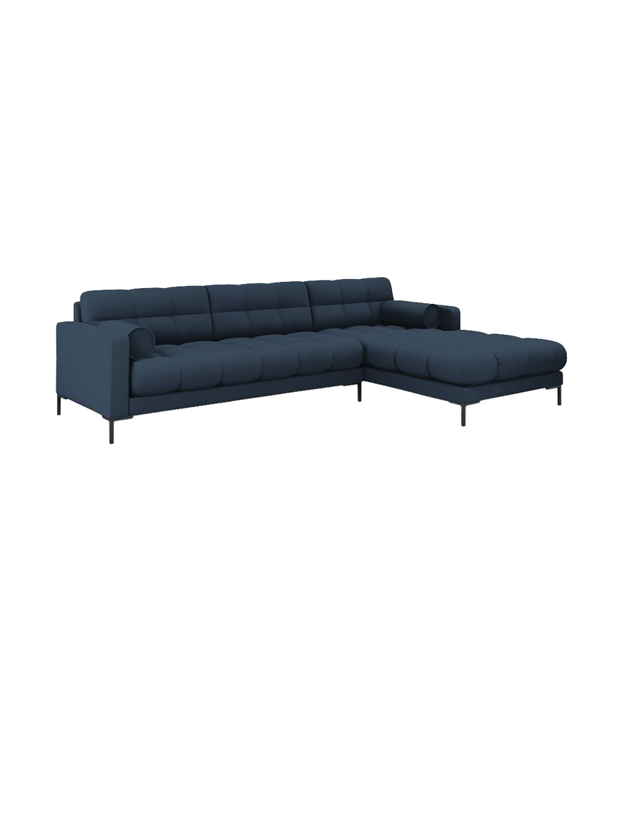 
5-Sitzer Design Ecksofa „Bali“ - Strukturstoff Blau / Schwarz / Eckteil rechts