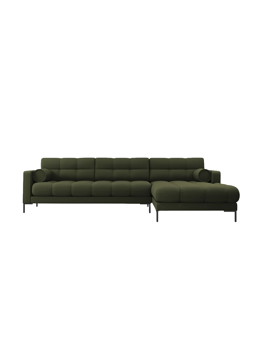 
5-Sitzer Design Ecksofa „Bali“ - Strukturstoff Grün / Schwarz / Eckteil rechts