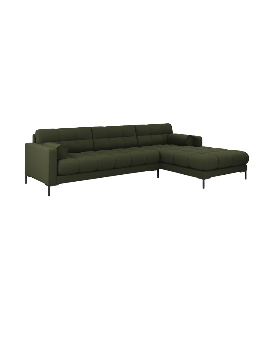 
5-Sitzer Design Ecksofa „Bali“ - Strukturstoff Grün / Schwarz / Eckteil rechts