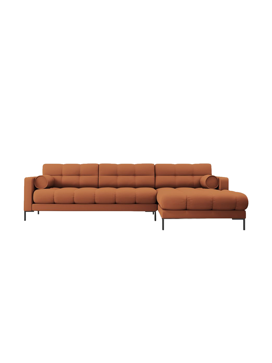 
5-Sitzer Design Ecksofa „Bali“ - Strukturstoff Brick / Schwarz / Eckteil rechts