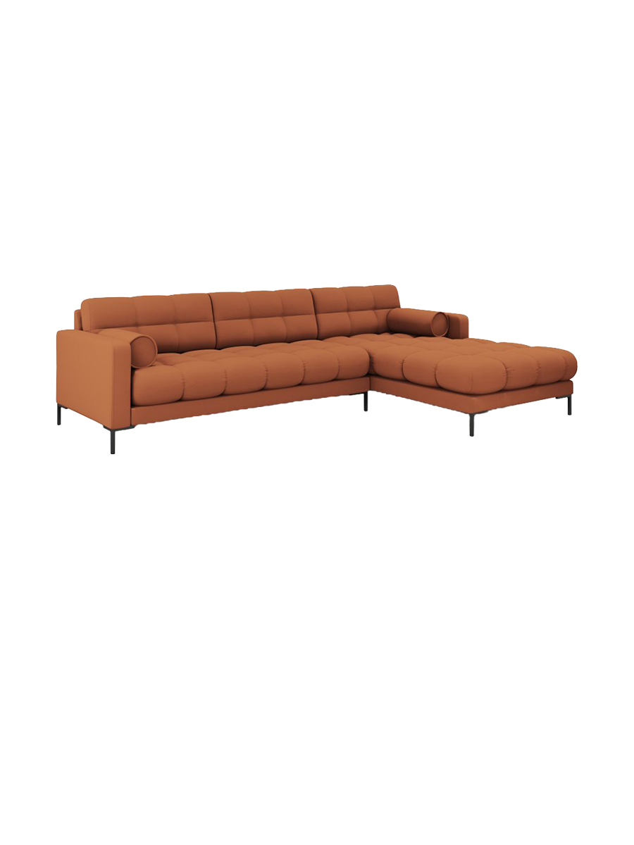 
5-Sitzer Design Ecksofa „Bali“ - Strukturstoff Brick / Schwarz / Eckteil rechts