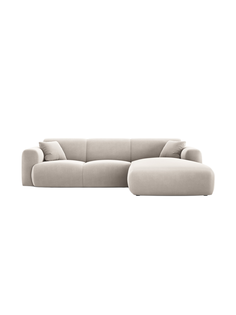 
4-Sitzer Design Ecksofa „Nolio II“ - Samt Beige hell / Eckteil rechts