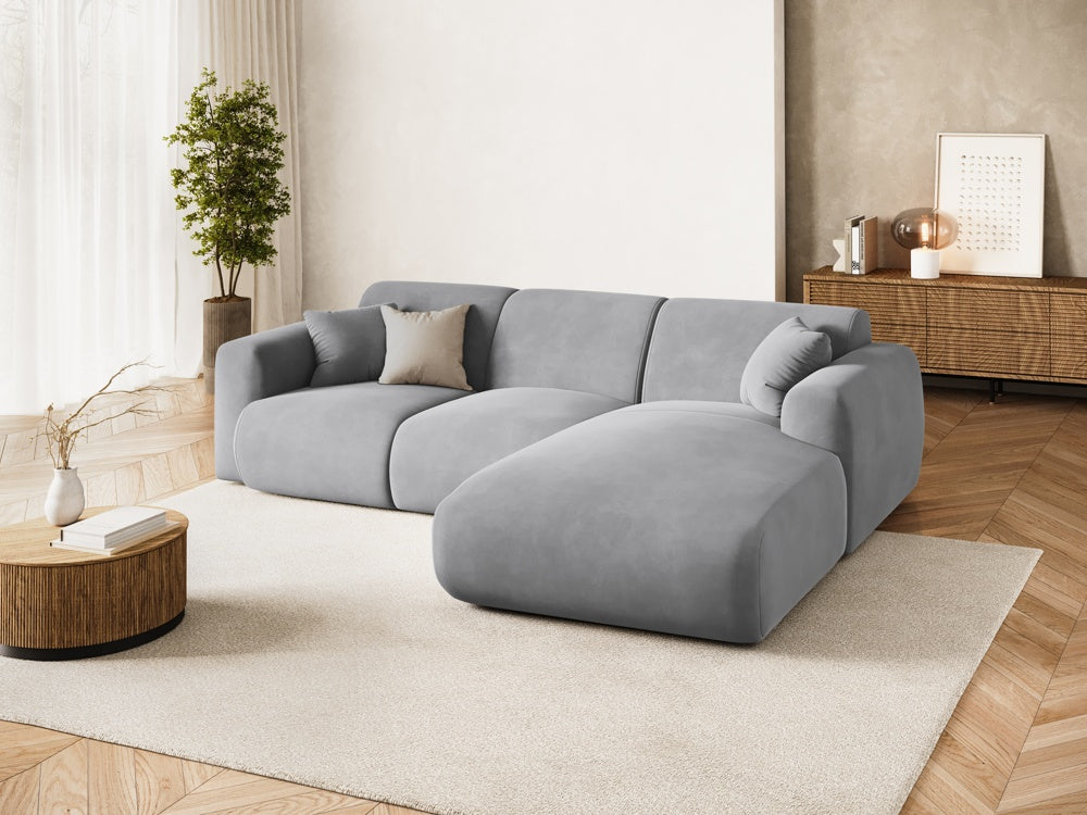 
4-Sitzer Design Ecksofa „Nolio II“ - Samt Hellgrau / Eckteil rechts