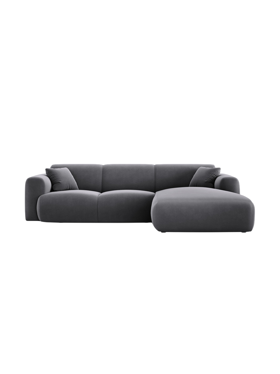 
4-Sitzer Design Ecksofa „Nolio II“ - Samt Dunkelgrau / Eckteil rechts