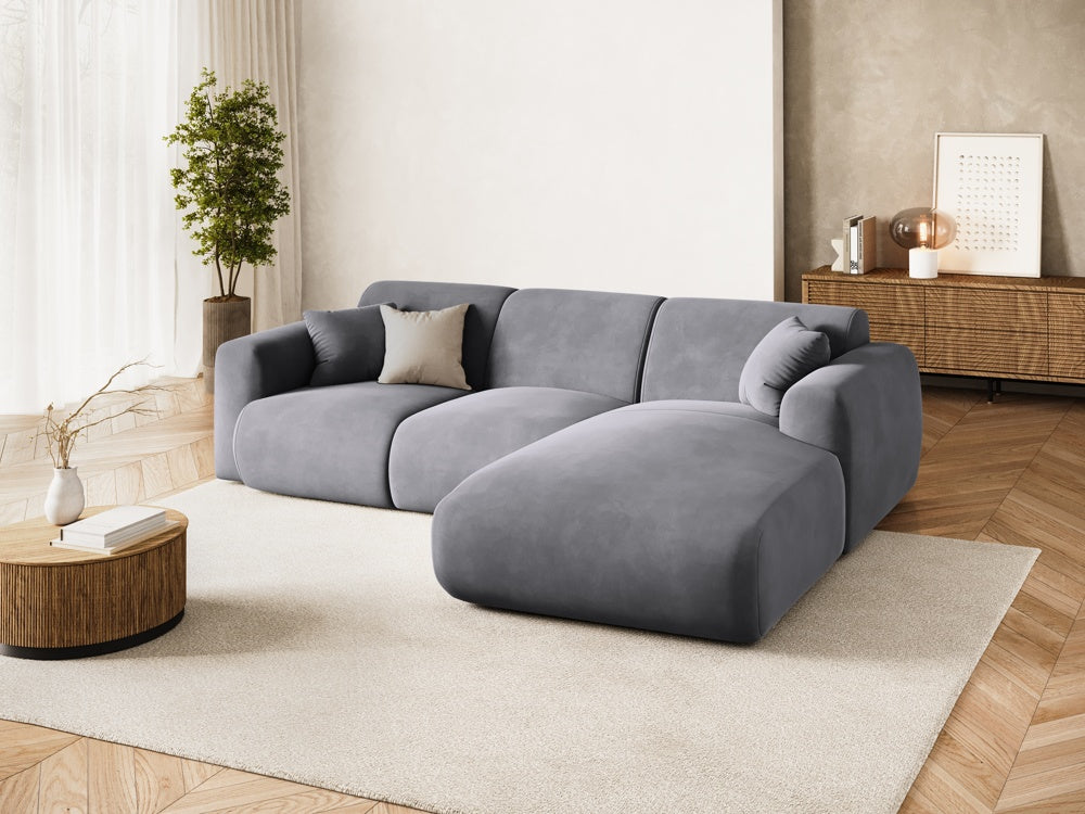 
4-Sitzer Design Ecksofa „Nolio II“ - Samt Dunkelgrau / Eckteil rechts