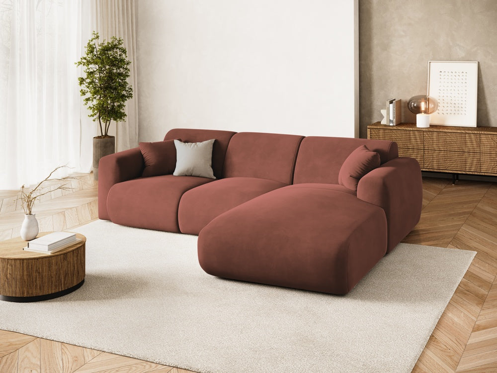 
4-Sitzer Design Ecksofa „Nolio II“ - Samt Terracotta dunkel / Eckteil rechts