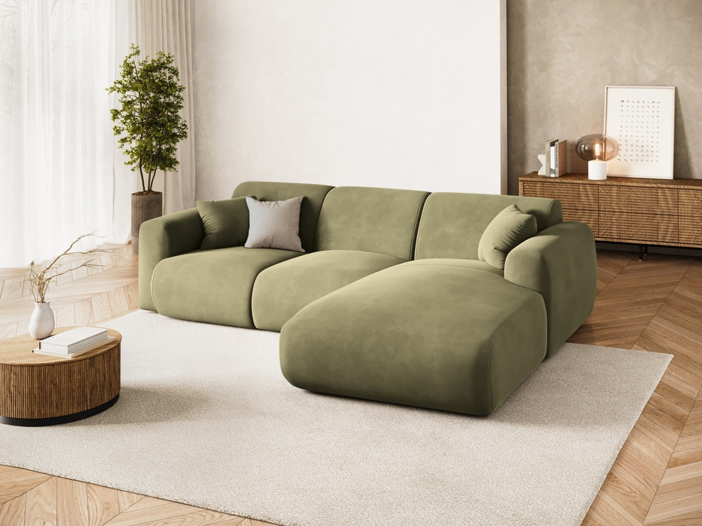 
4-Sitzer Design Ecksofa „Nolio II“ - Samt Hellgrün / Eckteil rechts