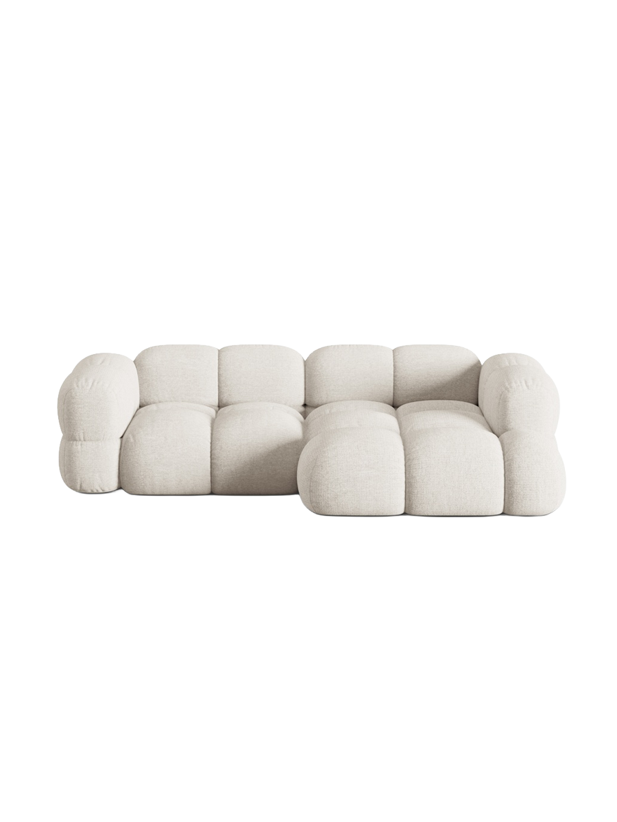 
3-Seater Designer Corner Sofa "Loretto" - Structured Fabric Beige / Right-hand corner section