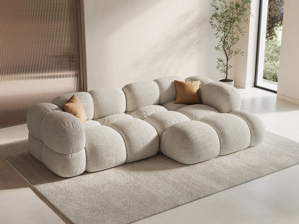 
3-Seater Designer Corner Sofa "Loretto" - Structured Fabric Beige / Right-hand corner section