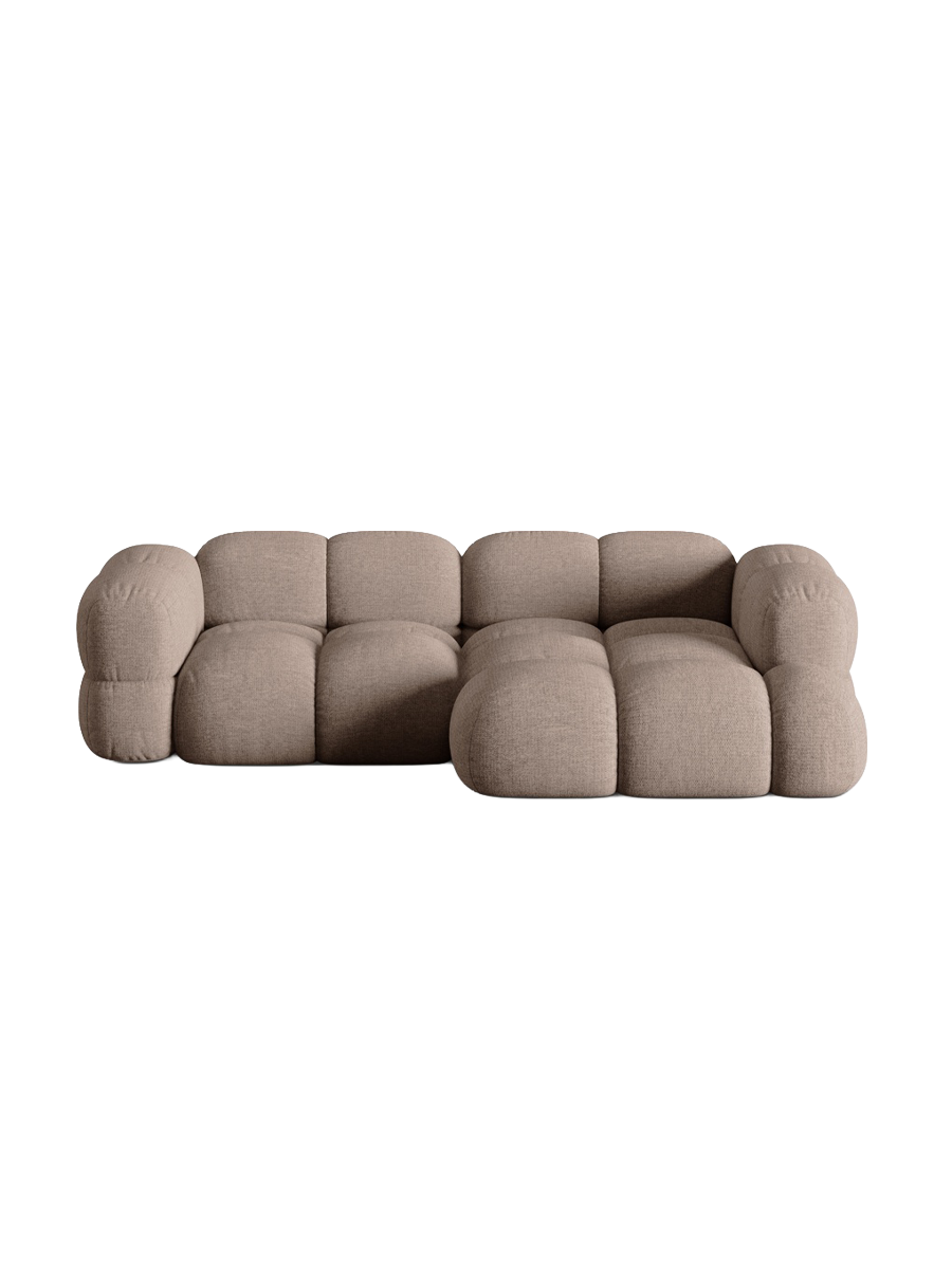 
3-Seater Designer Corner Sofa "Loretto" - Structured fabric Cappuccino / Right-hand corner section