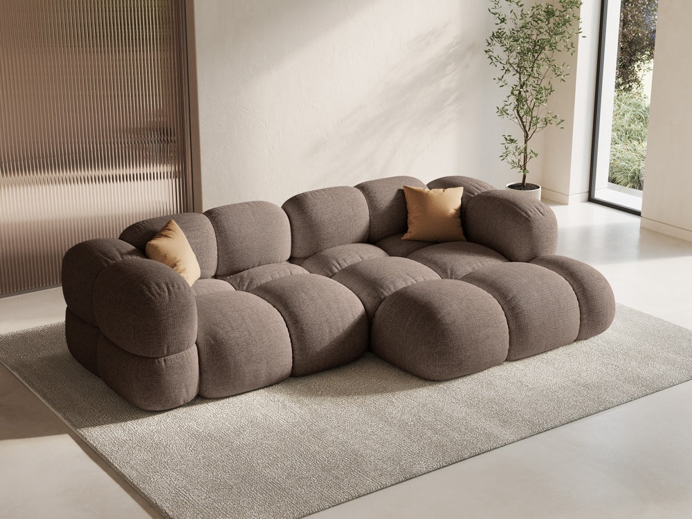 
3-Seater Designer Corner Sofa "Loretto" - Structured fabric Cappuccino / Right-hand corner section