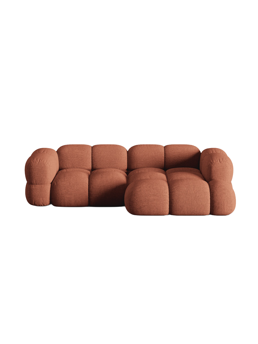 
3-Seater Designer Corner Sofa "Loretto" - Upholstery fabric Coral / Right-hand corner section