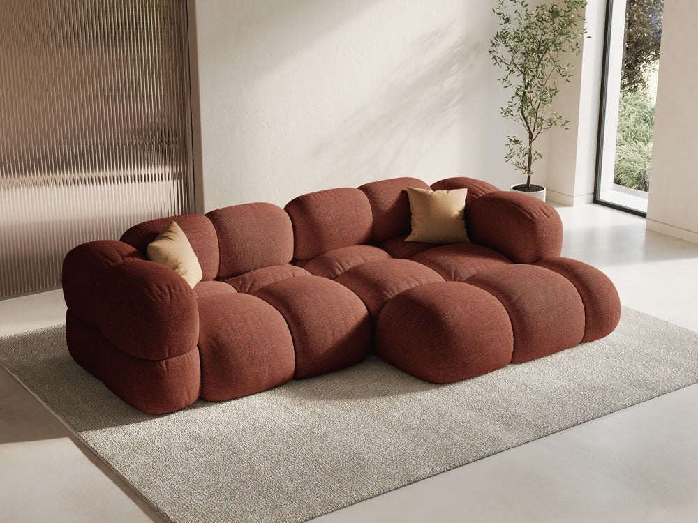 
3-Seater Designer Corner Sofa "Loretto" - Upholstery fabric Coral / Right-hand corner section
