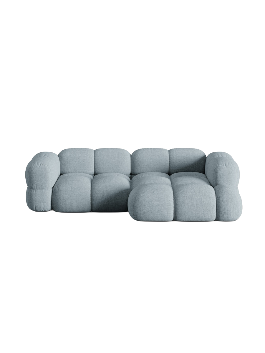 
3-Seater Designer Corner Sofa "Loretto" - Structured fabric pastel blue / Right-hand corner section