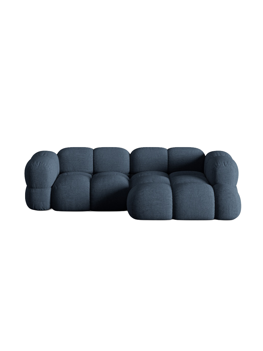 
3-Seater Designer Corner Sofa "Loretto" - Structured Fabric Dark Blue / Right-hand corner section