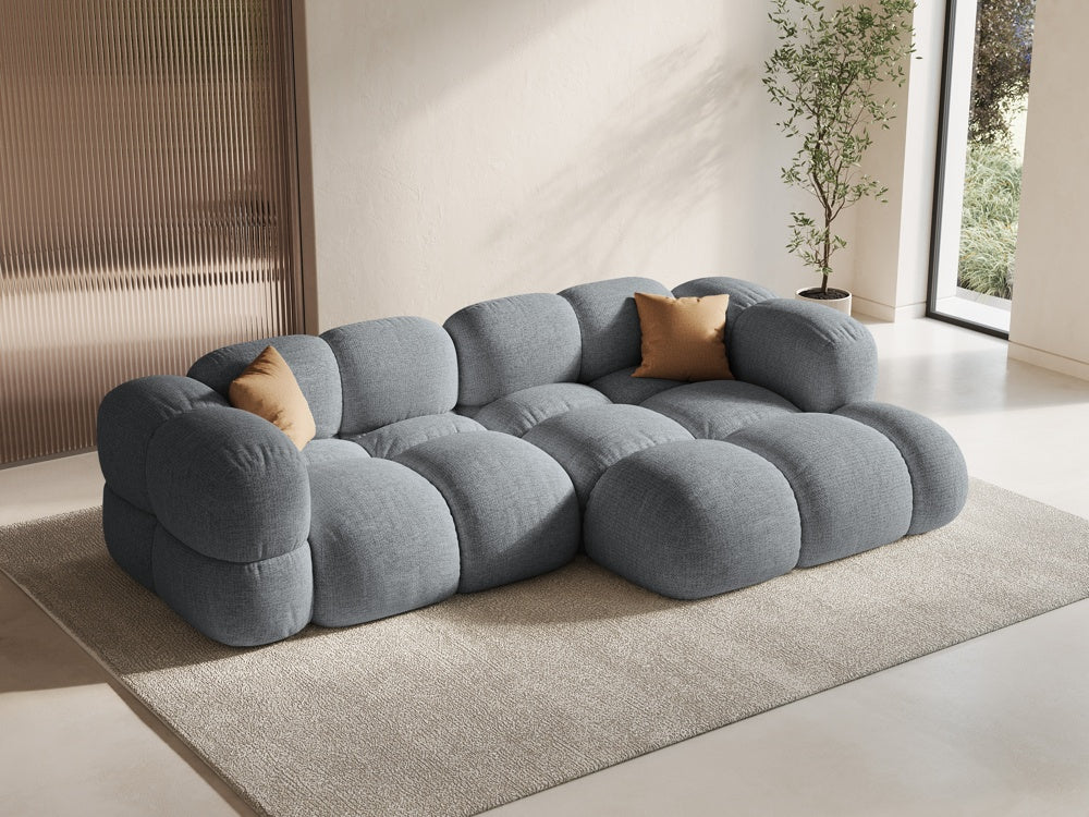 
3-Seater Designer Corner Sofa "Loretto" - Textured Fabric Grey / Right-hand corner section