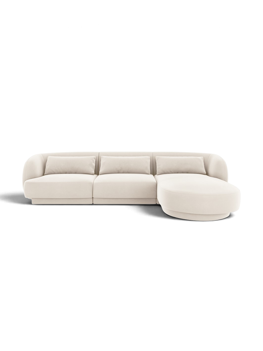 
Canapé d'angle design 4 places « Tulum » - Chenille beige clair / Pièce d'angle gauche