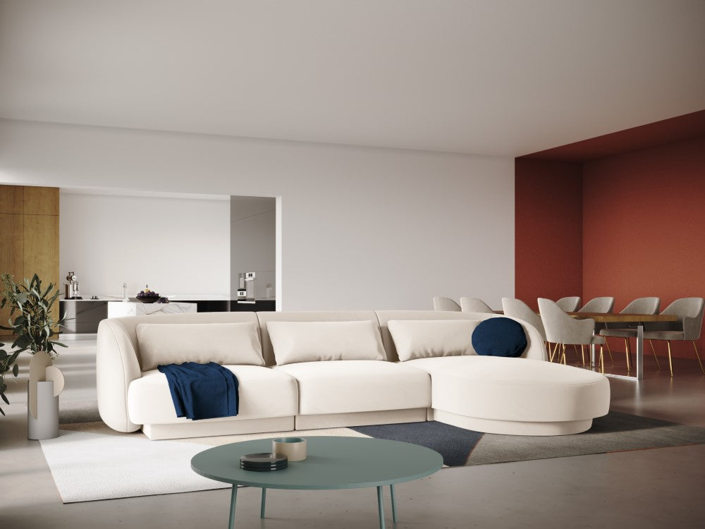 
4-seater designer corner sofa "Tulum" - Light Beige Velvet / Right-hand corner section