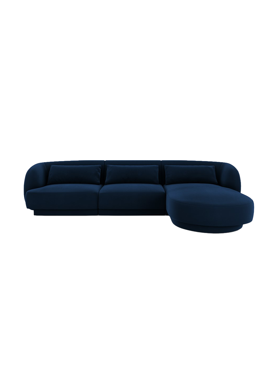 
4-seater designer corner sofa "Tulum" - Velvet Royal Blue / Right-hand corner section