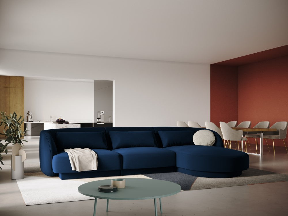 
4-seater designer corner sofa "Tulum" - Velvet Royal Blue / Right-hand corner section