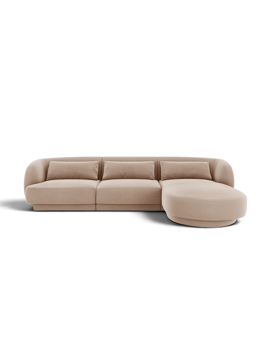 
Canapé d'angle design 4 places « Tulum » - Chenille beige clair / Pièce d'angle gauche