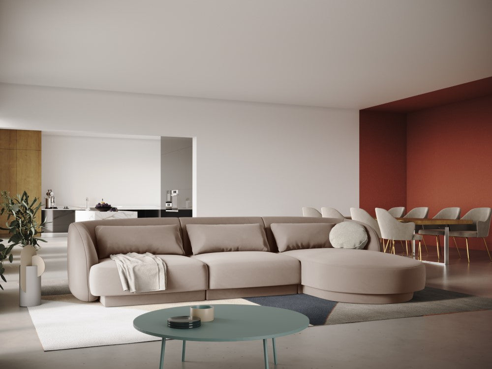 
4-seater designer corner sofa "Tulum" - Velvet Beige / Right-hand corner section