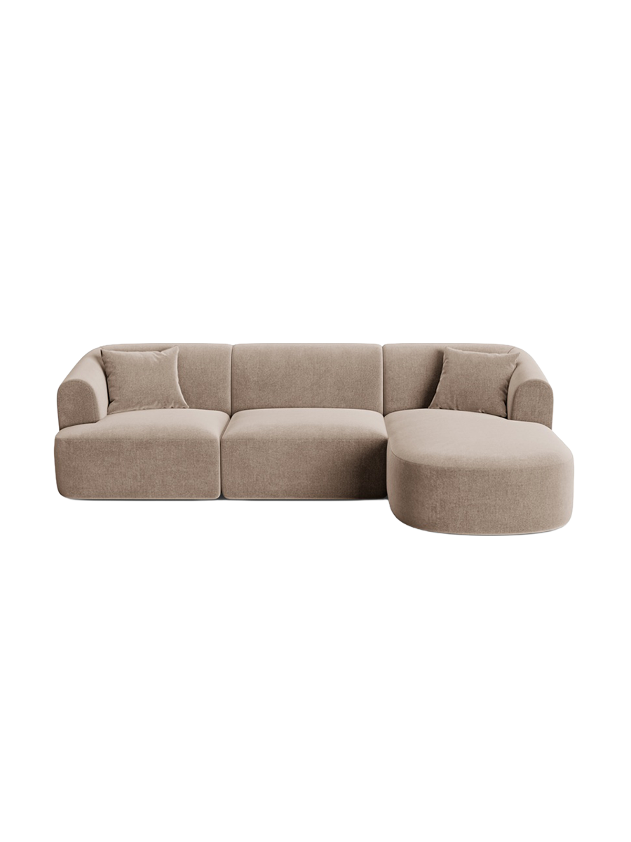 
4-Seater Designer Corner Sofa "Campi" - Velvet Beige Dark / Right-hand corner section