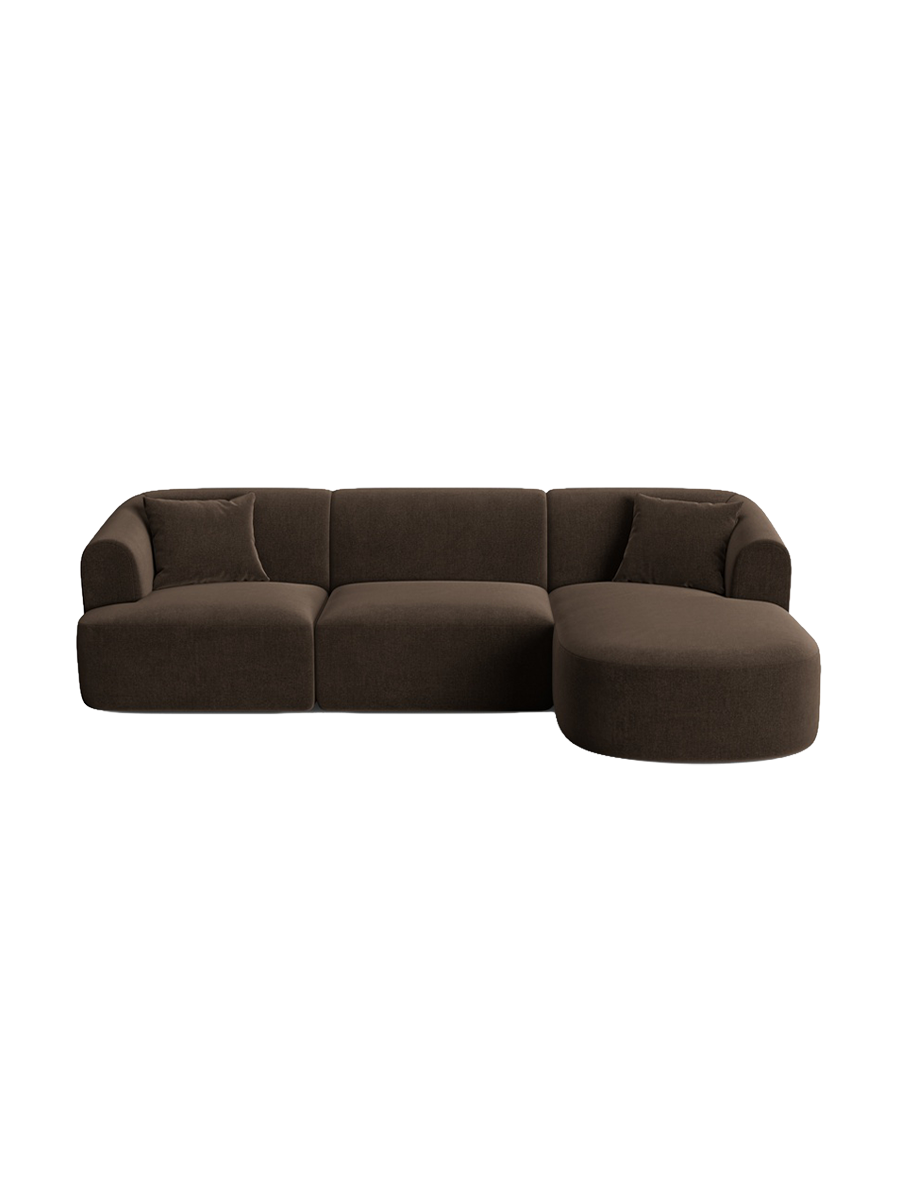 
4-Seater Designer Corner Sofa "Campi" - Velvet Chocolate / Right-hand corner section