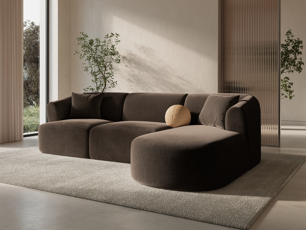 
4-Seater Designer Corner Sofa "Campi" - Velvet Chocolate / Right-hand corner section