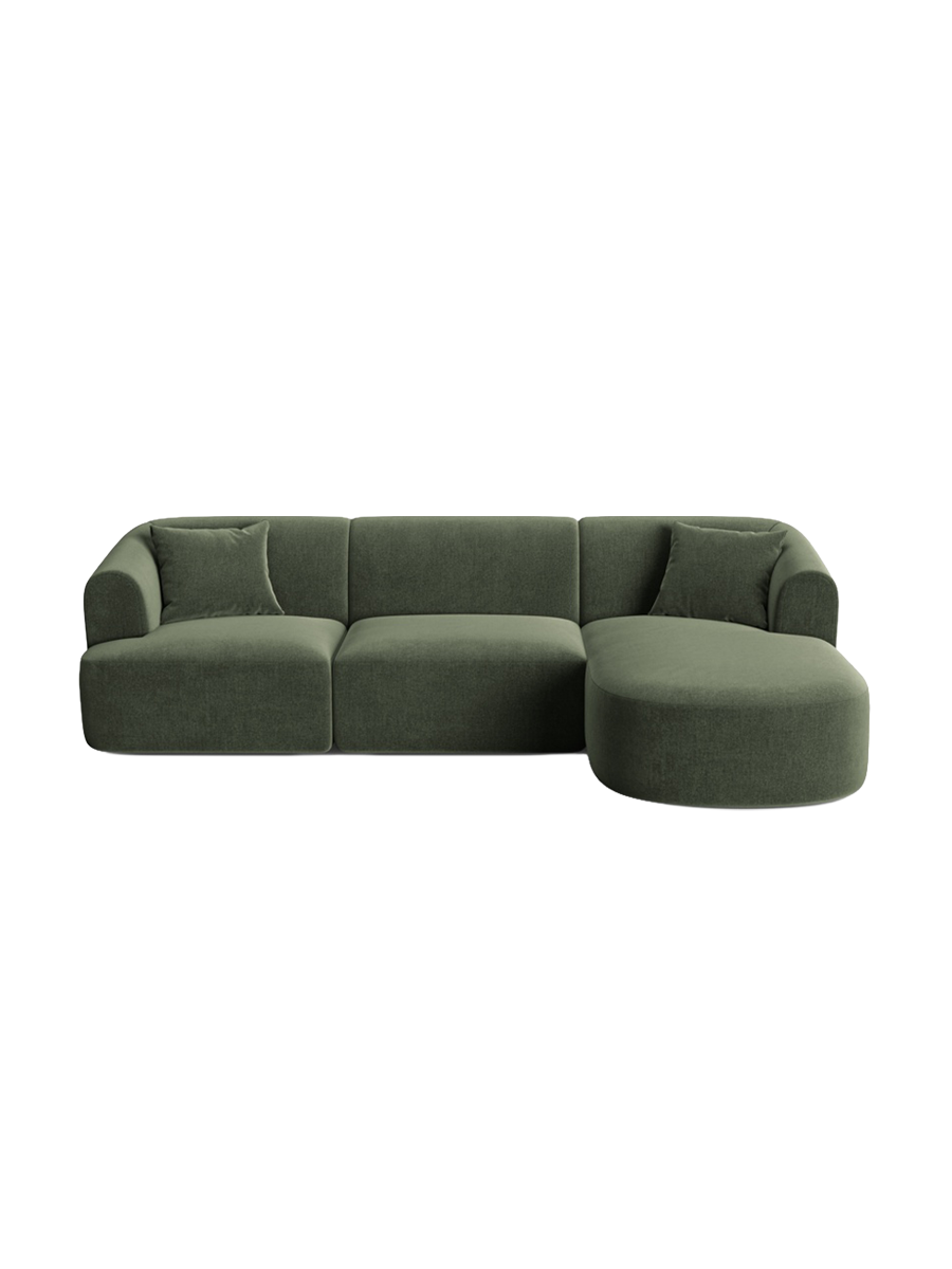 
4-Seater Designer Corner Sofa "Campi" - Velvet Green / Right-hand corner section