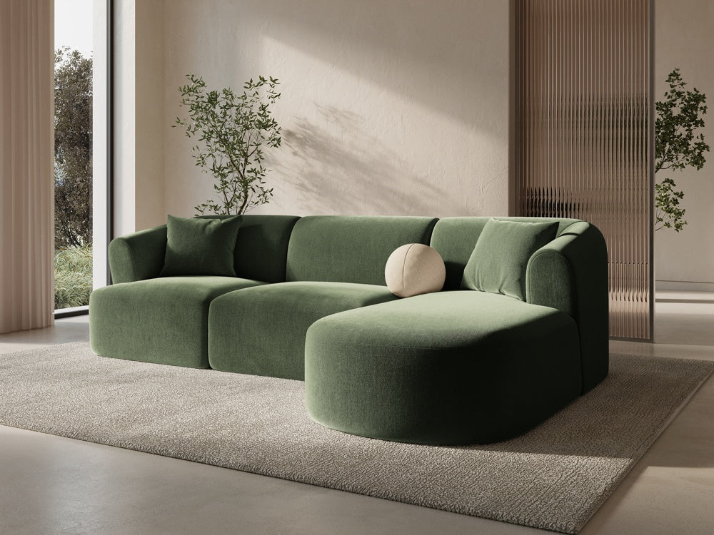 
4-Seater Designer Corner Sofa "Campi" - Velvet Green / Right-hand corner section