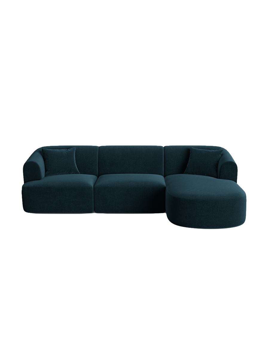 
4-Seater Designer Corner Sofa "Campi" - Dark petrol velvet / Right-hand corner section