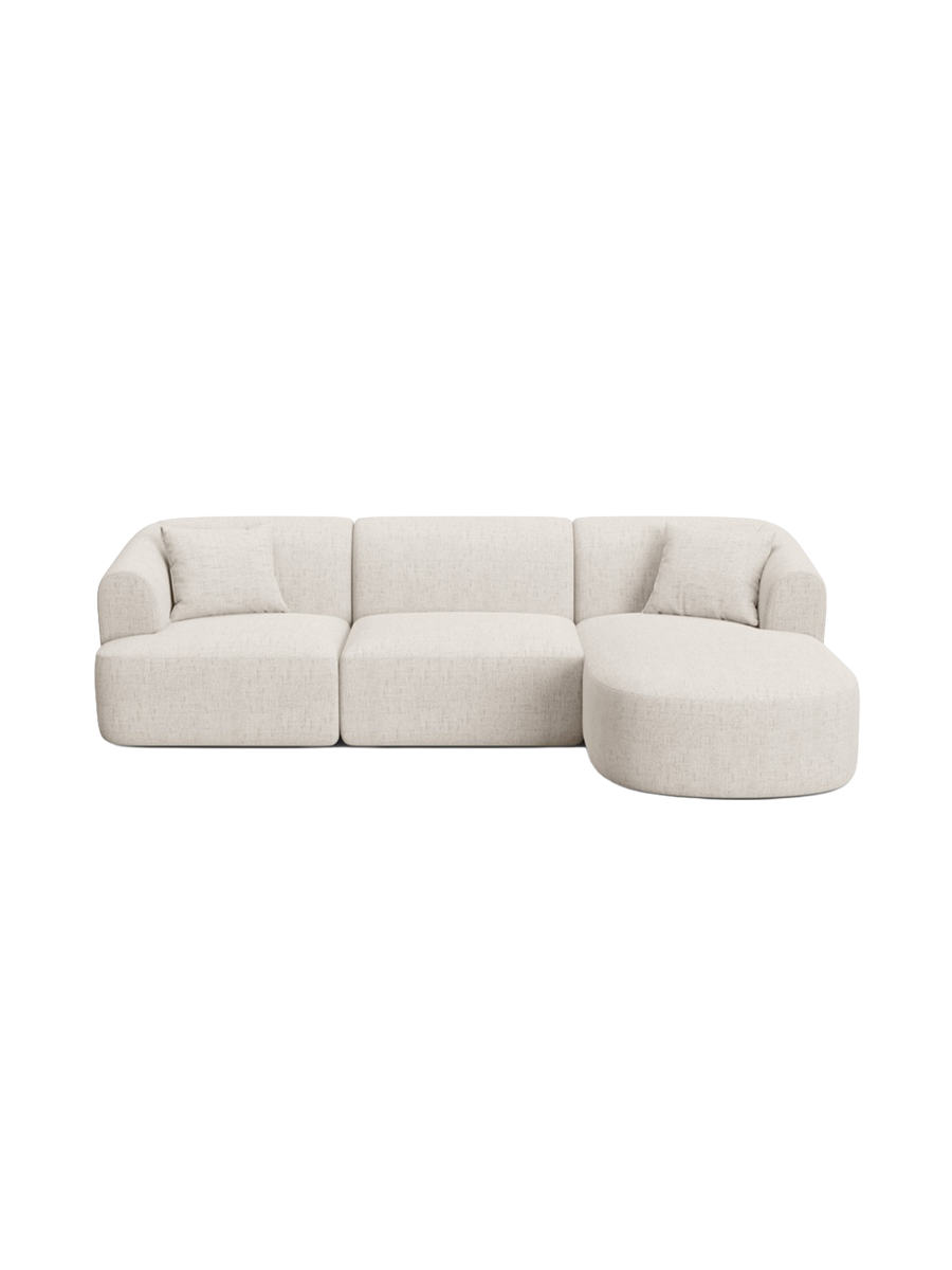 
4-Seater Designer Corner Sofa "Campi" - Structured Fabric Light Beige / Right-hand corner section