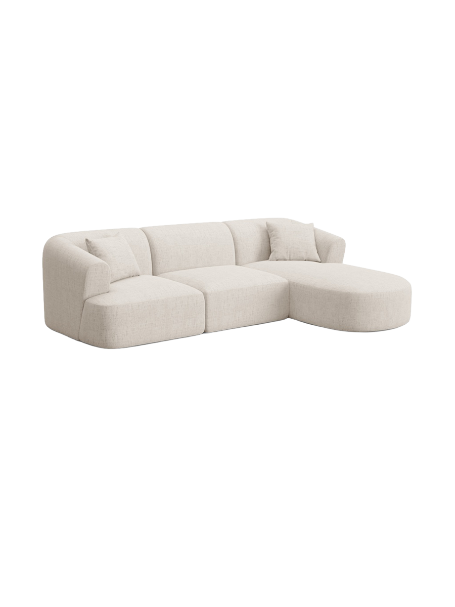 
4-Seater Designer Corner Sofa "Campi" - Structured Fabric Light Beige / Right-hand corner section