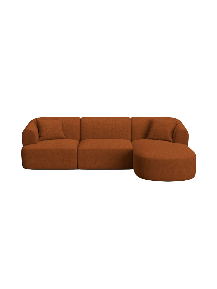 
4-Seater Designer Corner Sofa "Campi" - Upholstery fabric Brick / Right-hand corner section