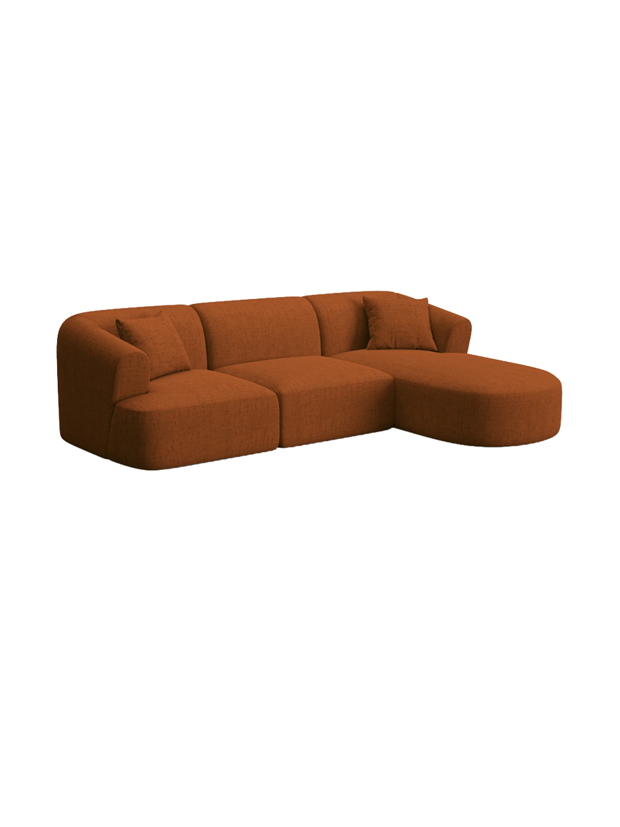 
4-Seater Designer Corner Sofa "Campi" - Upholstery fabric Brick / Right-hand corner section
