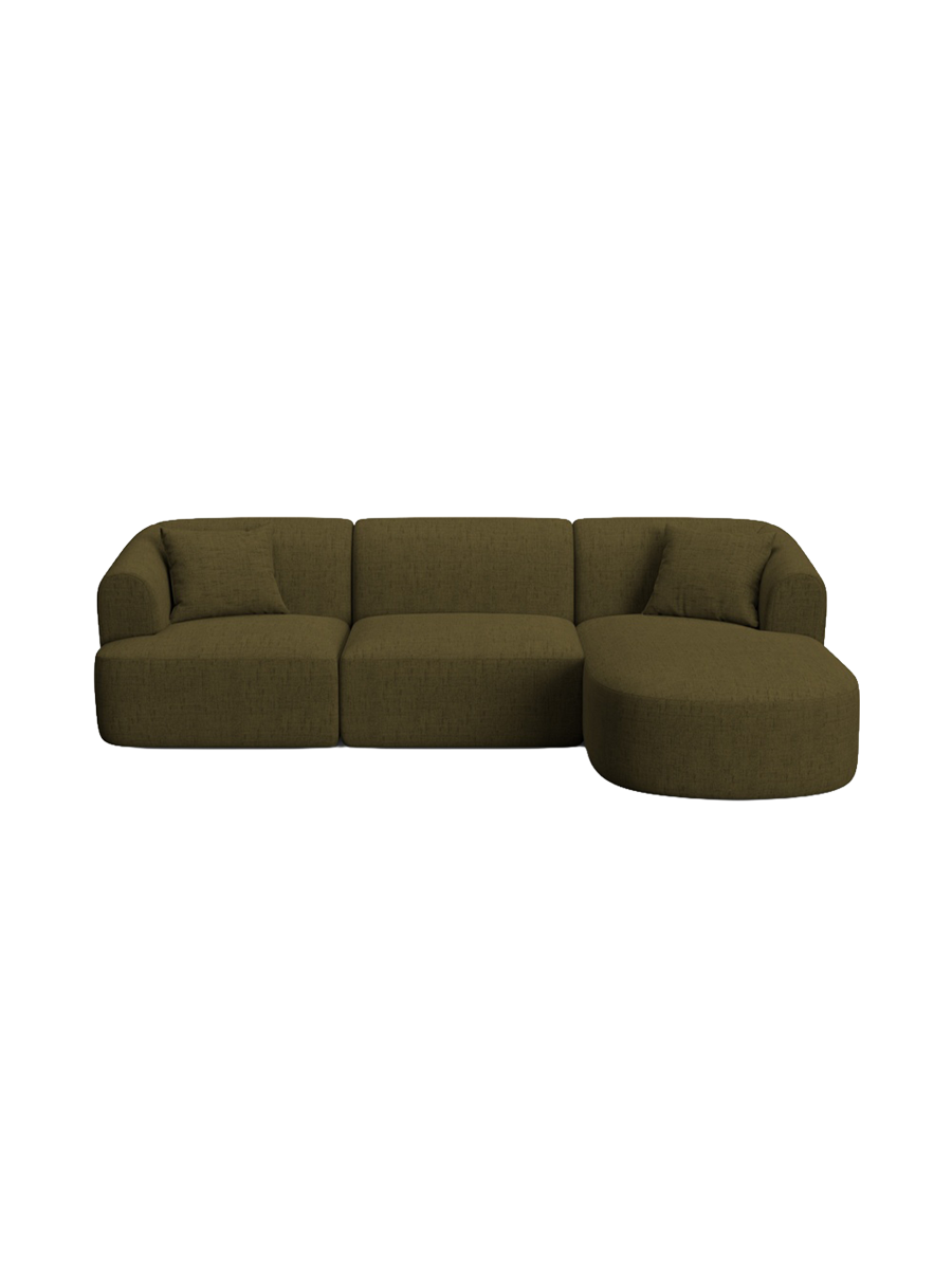 
4-Seater Designer Corner Sofa "Campi" - Textured Fabric Green / Right-hand corner section