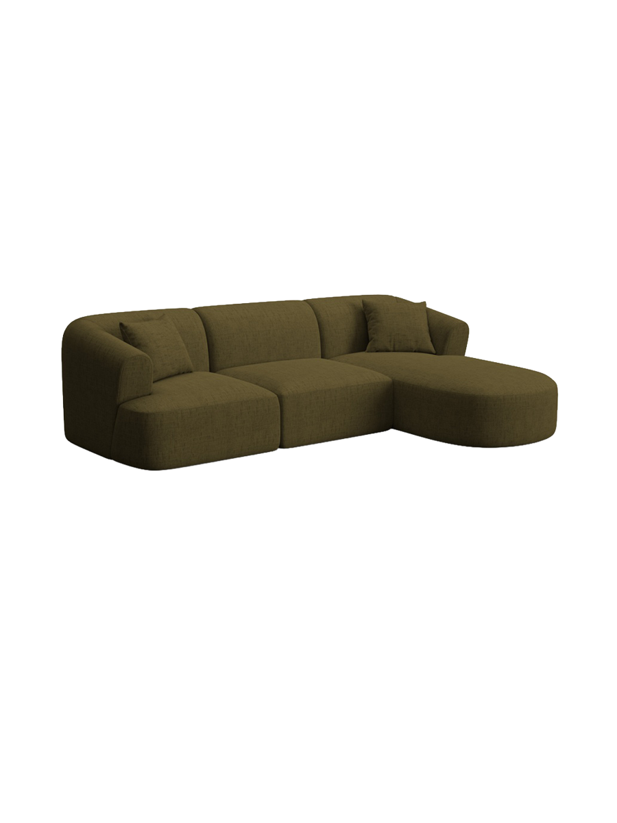 
4-Seater Designer Corner Sofa "Campi" - Textured Fabric Green / Right-hand corner section