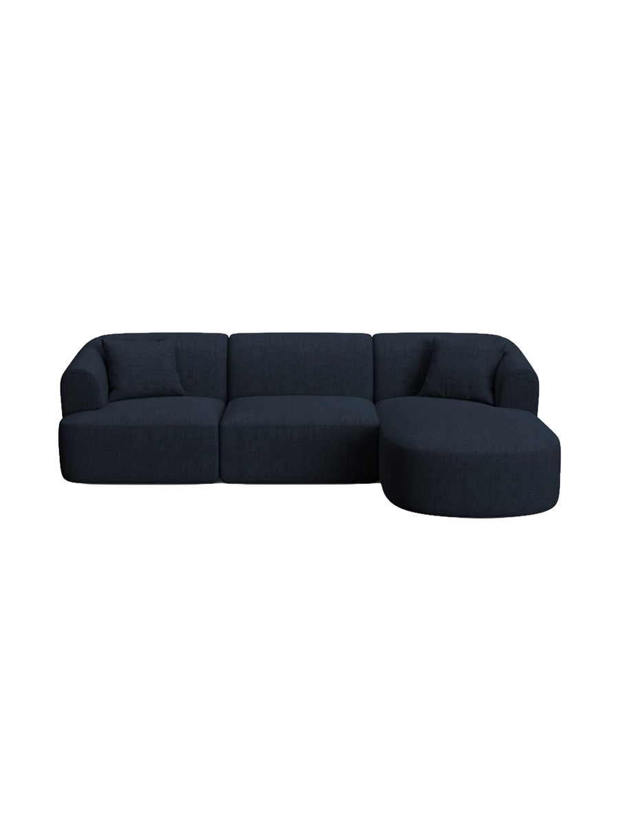 
4-Seater Designer Corner Sofa "Campi" - Structured Fabric Royal Blue / Right-hand corner section