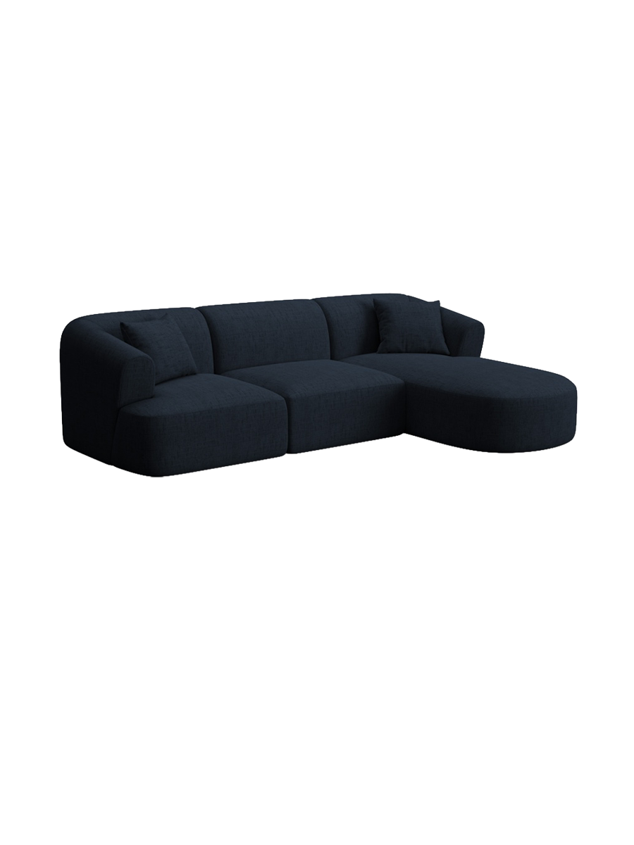
4-Seater Designer Corner Sofa "Campi" - Structured Fabric Royal Blue / Right-hand corner section