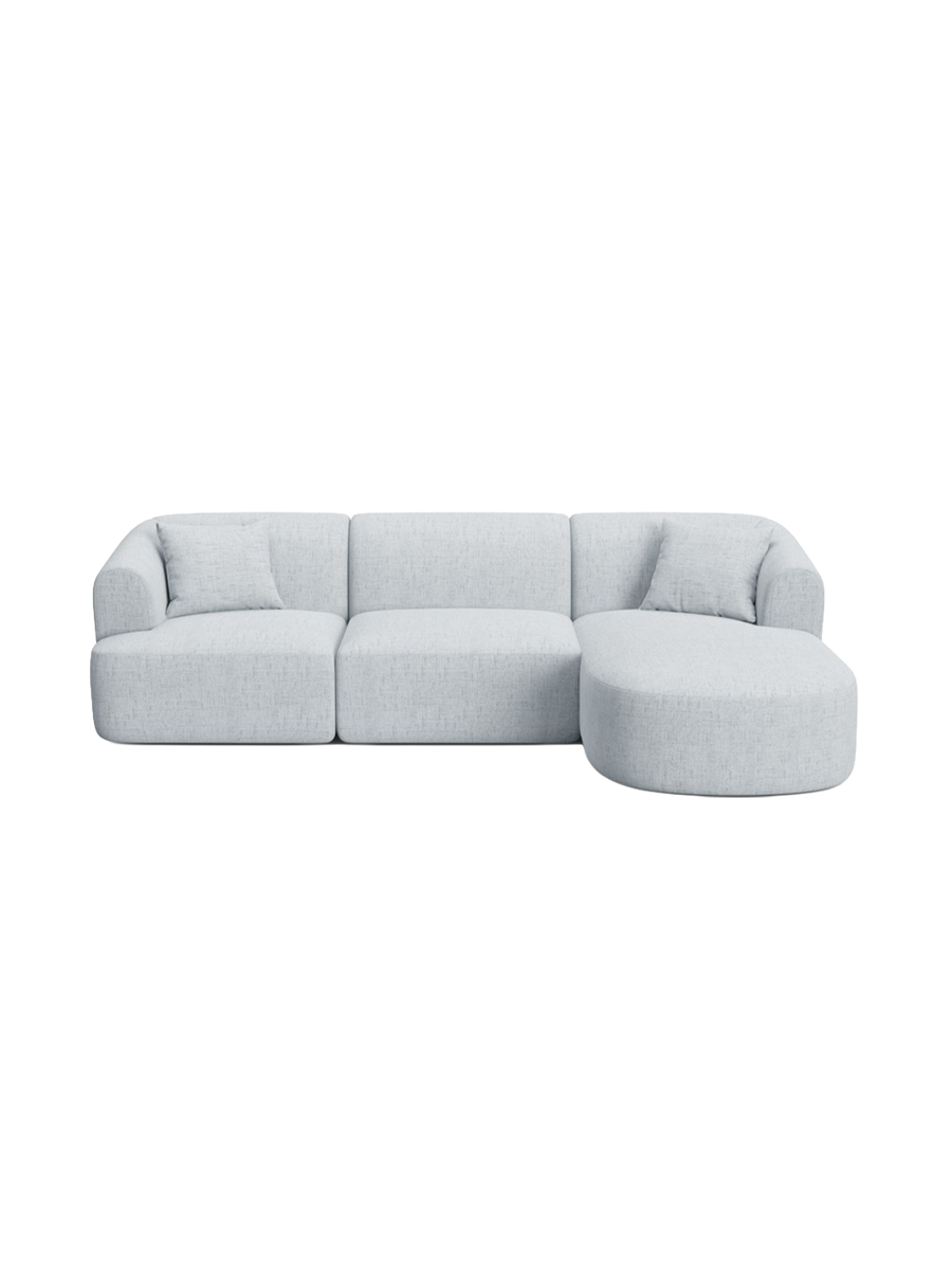 
4-Seater Designer Corner Sofa "Campi" - Structural Fabric Light Grey / Right-hand corner section