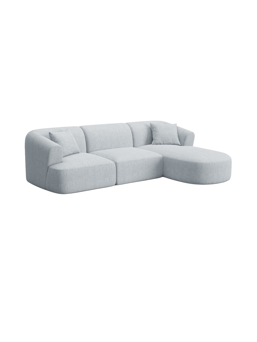 
4-Seater Designer Corner Sofa "Campi" - Structural Fabric Light Grey / Right-hand corner section