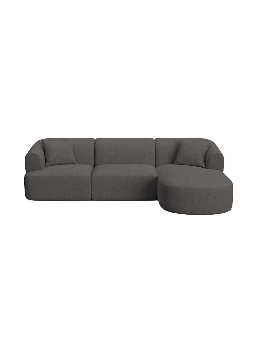 
4-Seater Designer Corner Sofa "Campi" - Textured Fabric Grey / Right-hand corner section
