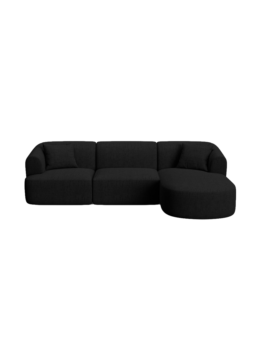 
4-Seater Designer Corner Sofa "Campi" - Textured Fabric Black / Right-hand corner section