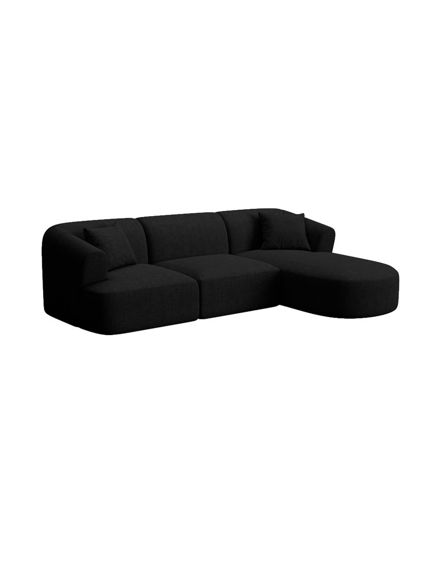 
4-Seater Designer Corner Sofa "Campi" - Textured Fabric Black / Right-hand corner section