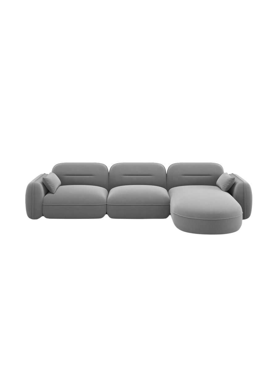 
5-Sitzer Design Ecksofa „Sydney“ - Samt Hellgrau / Eckteil rechts